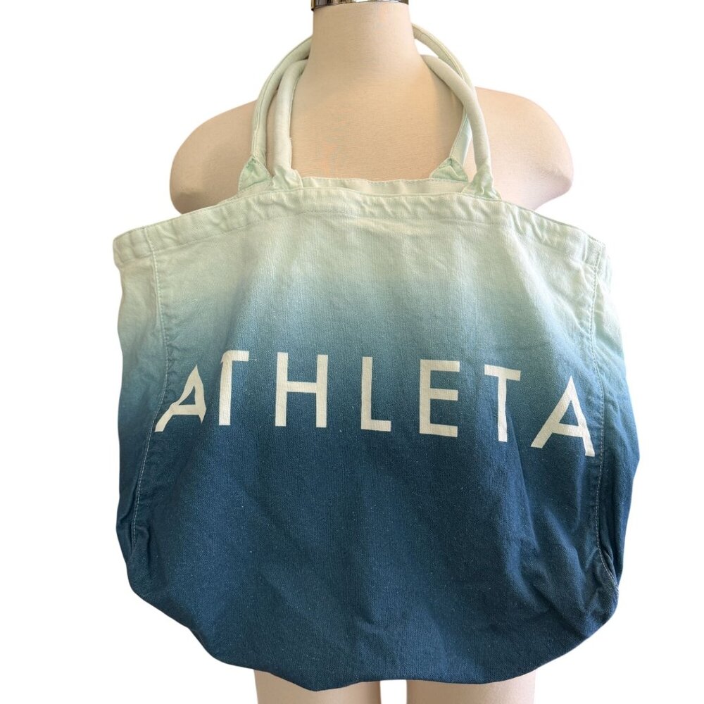 Athleta canvas‎ tote bag dip dyed heavy weight groceries shopping